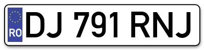 Placuta inmatriculare numar auto  DJ-791-RNJ, DJ 791 RNJ, DJ791RNJ
