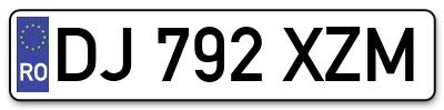 Placuta inmatriculare numar auto  DJ-792-XZM, DJ 792 XZM, DJ792XZM
