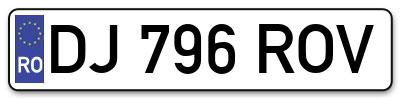 Placuta inmatriculare numar auto  DJ-796-ROV, DJ 796 ROV, DJ796ROV
