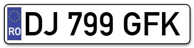 Placuta inmatriculare numar auto  DJ-799-GFK, DJ 799 GFK, DJ799GFK