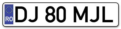 Placuta inmatriculare numar auto  DJ-80-MJL, DJ 80 MJL, DJ80MJL