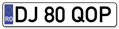 Placuta inmatriculare numar auto  DJ-80-QOP, DJ 80 QOP, DJ80QOP