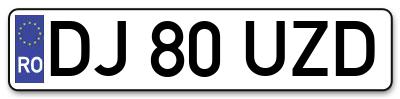 Placuta inmatriculare numar auto  DJ-80-UZD, DJ 80 UZD, DJ80UZD