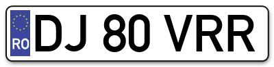 Placuta inmatriculare numar auto  DJ-80-VRR, DJ 80 VRR, DJ80VRR