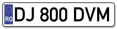 Placuta inmatriculare numar auto  DJ-800-DVM, DJ 800 DVM, DJ800DVM