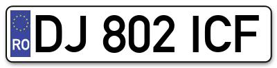 Placuta inmatriculare numar auto  DJ-802-ICF, DJ 802 ICF, DJ802ICF