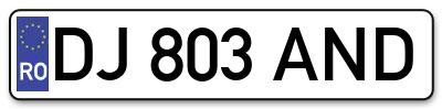 Placuta inmatriculare numar auto  DJ-803-AND, DJ 803 AND, DJ803AND
