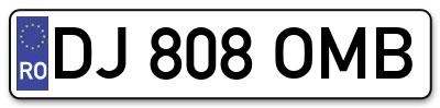 Placuta inmatriculare numar auto  DJ-808-OMB, DJ 808 OMB, DJ808OMB