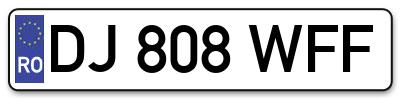 Placuta inmatriculare numar auto  DJ-808-WFF, DJ 808 WFF, DJ808WFF