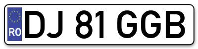 Placuta inmatriculare numar auto  DJ-81-GGB, DJ 81 GGB, DJ81GGB