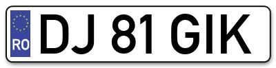 Placuta inmatriculare numar auto  DJ-81-GIK, DJ 81 GIK, DJ81GIK