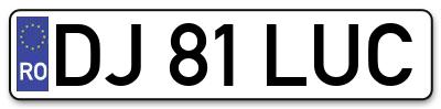 Placuta inmatriculare numar auto  DJ-81-LUC, DJ 81 LUC, DJ81LUC