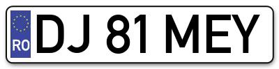 Placuta inmatriculare numar auto  DJ-81-MEY, DJ 81 MEY, DJ81MEY