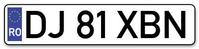 Placuta inmatriculare numar auto  DJ-81-XBN, DJ 81 XBN, DJ81XBN