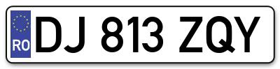Placuta inmatriculare numar auto  DJ-813-ZQY, DJ 813 ZQY, DJ813ZQY