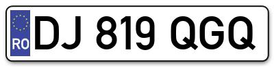 Placuta inmatriculare numar auto  DJ-819-QGQ, DJ 819 QGQ, DJ819QGQ