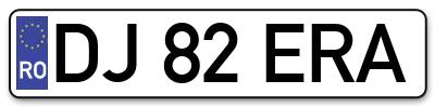 Placuta inmatriculare numar auto  DJ-82-ERA, DJ 82 ERA, DJ82ERA