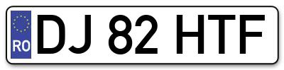 Placuta inmatriculare numar auto  DJ-82-HTF, DJ 82 HTF, DJ82HTF