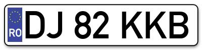 Placuta inmatriculare numar auto  DJ-82-KKB, DJ 82 KKB, DJ82KKB