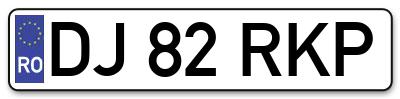 Placuta inmatriculare numar auto  DJ-82-RKP, DJ 82 RKP, DJ82RKP
