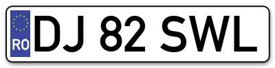 Placuta inmatriculare numar auto  DJ-82-SWL, DJ 82 SWL, DJ82SWL