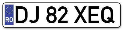 Placuta inmatriculare numar auto  DJ-82-XEQ, DJ 82 XEQ, DJ82XEQ