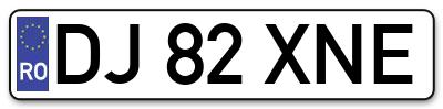 Placuta inmatriculare numar auto  DJ-82-XNE, DJ 82 XNE, DJ82XNE