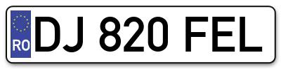 Placuta inmatriculare numar auto  DJ-820-FEL, DJ 820 FEL, DJ820FEL