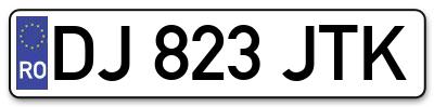 Placuta inmatriculare numar auto  DJ-823-JTK, DJ 823 JTK, DJ823JTK