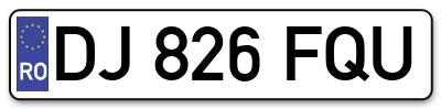 Placuta inmatriculare numar auto  DJ-826-FQU, DJ 826 FQU, DJ826FQU