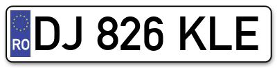 Placuta inmatriculare numar auto  DJ-826-KLE, DJ 826 KLE, DJ826KLE