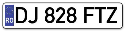 Placuta inmatriculare numar auto  DJ-828-FTZ, DJ 828 FTZ, DJ828FTZ