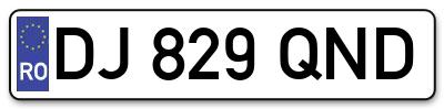 Placuta inmatriculare numar auto  DJ-829-QND, DJ 829 QND, DJ829QND