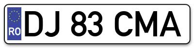 Placuta inmatriculare numar auto  DJ-83-CMA, DJ 83 CMA, DJ83CMA