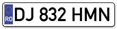 Placuta inmatriculare numar auto  DJ-832-HMN, DJ 832 HMN, DJ832HMN