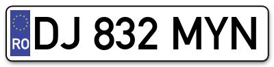 Placuta inmatriculare numar auto  DJ-832-MYN, DJ 832 MYN, DJ832MYN