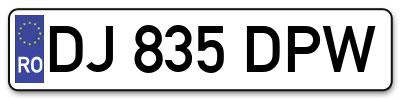 Placuta inmatriculare numar auto  DJ-835-DPW, DJ 835 DPW, DJ835DPW
