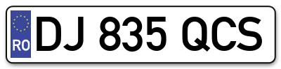 Placuta inmatriculare numar auto  DJ-835-QCS, DJ 835 QCS, DJ835QCS