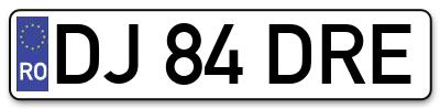 Placuta inmatriculare numar auto  DJ-84-DRE, DJ 84 DRE, DJ84DRE