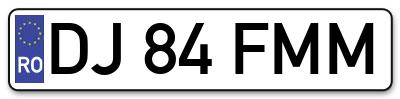 Placuta inmatriculare numar auto  DJ-84-FMM, DJ 84 FMM, DJ84FMM