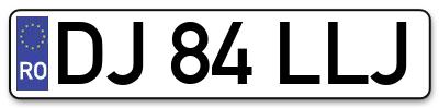 Placuta inmatriculare numar auto  DJ-84-LLJ, DJ 84 LLJ, DJ84LLJ