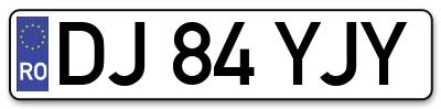 Placuta inmatriculare numar auto  DJ-84-YJY, DJ 84 YJY, DJ84YJY