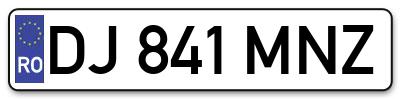 Placuta inmatriculare numar auto  DJ-841-MNZ, DJ 841 MNZ, DJ841MNZ