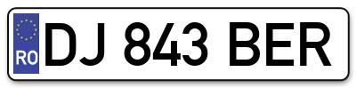 Placuta inmatriculare numar auto  DJ-843-BER, DJ 843 BER, DJ843BER
