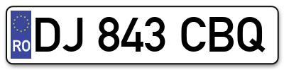 Placuta inmatriculare numar auto  DJ-843-CBQ, DJ 843 CBQ, DJ843CBQ
