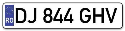 Placuta inmatriculare numar auto  DJ-844-GHV, DJ 844 GHV, DJ844GHV