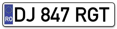 Placuta inmatriculare numar auto  DJ-847-RGT, DJ 847 RGT, DJ847RGT