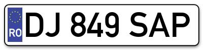 Placuta inmatriculare numar auto  DJ-849-SAP, DJ 849 SAP, DJ849SAP