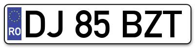 Placuta inmatriculare numar auto  DJ-85-BZT, DJ 85 BZT, DJ85BZT