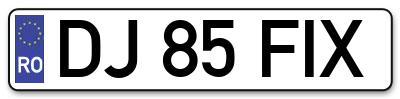 Placuta inmatriculare numar auto  DJ-85-FIX, DJ 85 FIX, DJ85FIX